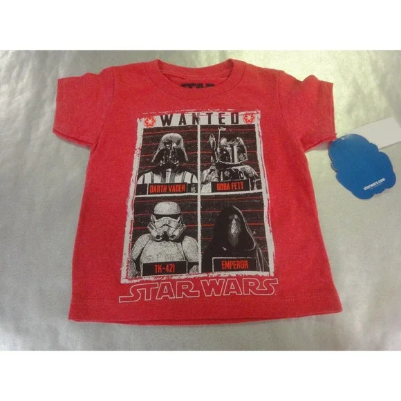 STAR WARS 2T red T-shirt top Wanted darth Vader Boba fett Emperor TK-42I NWT - Picture 1 of 4